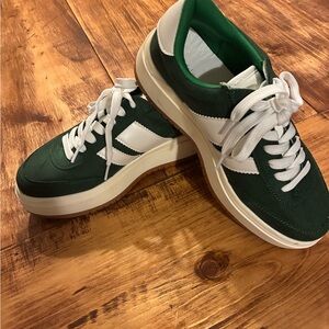 Madden Girl Forest Green and White Sneakers